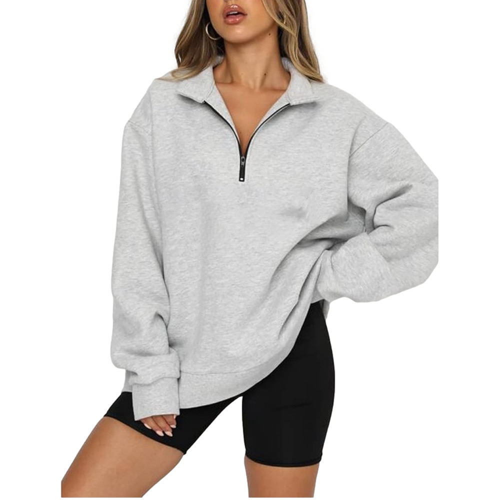 Womens Oversized Pullover Sweatshirt Quarter Zip size Large